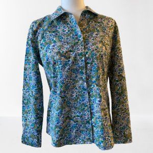 Basic Editions Floral Button Down Top Medium